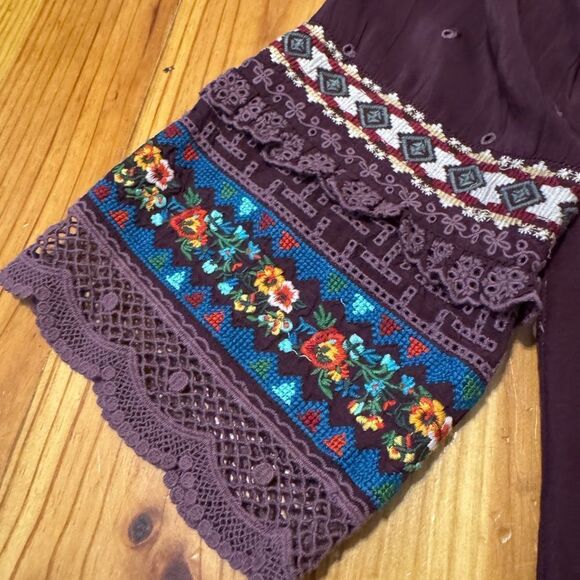 Johnny Was Fayan Tunic Blouse Top Embroidered Patchwork Sleeve Floral Women's M - Picture 4 of 10